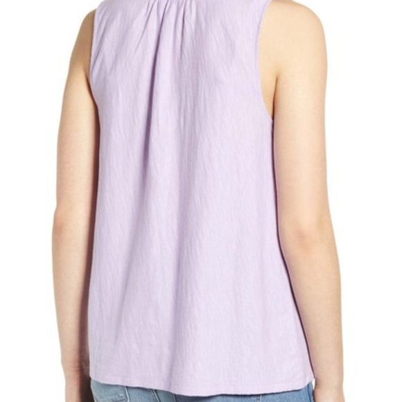 Caslon Nordstrom Button Front Swing Tank Top Cotton Slub Jersey Purple Size XL - Picture 2 of 8